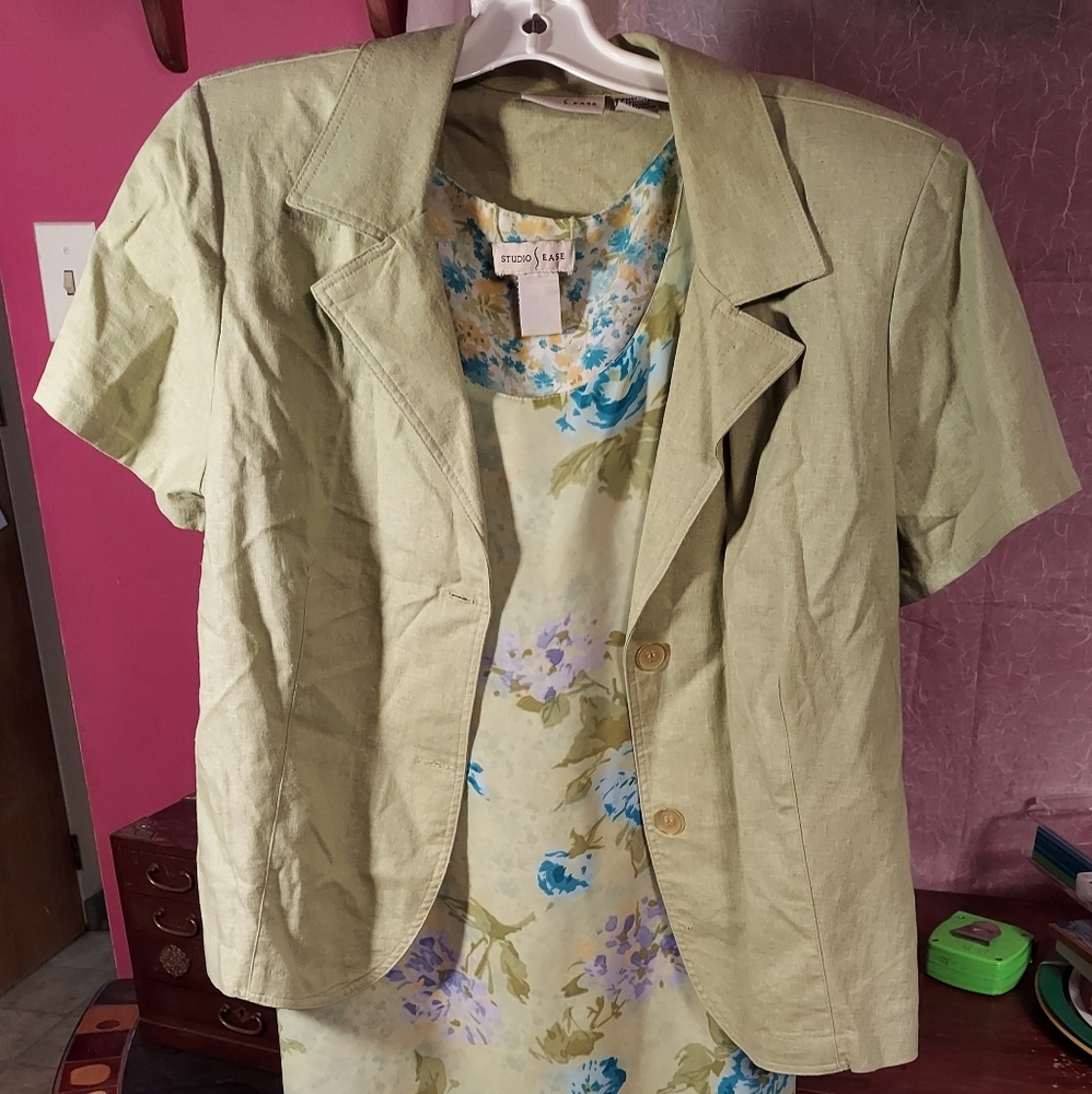Perfect SPRING/SUMMER REVERSIBLE DRESS & Jacket LARGE (Womans 12) Rayon/Linen